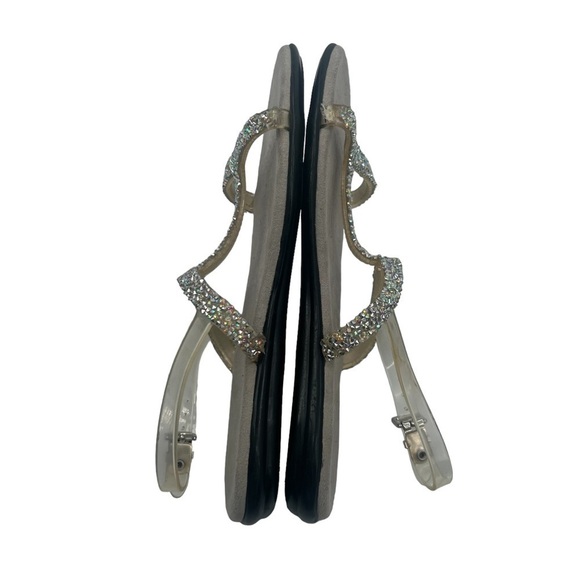 Aerosoles Silver Glitter Embellished Clear Strap Sandals Size 9 Women’s - Picture 6 of 8